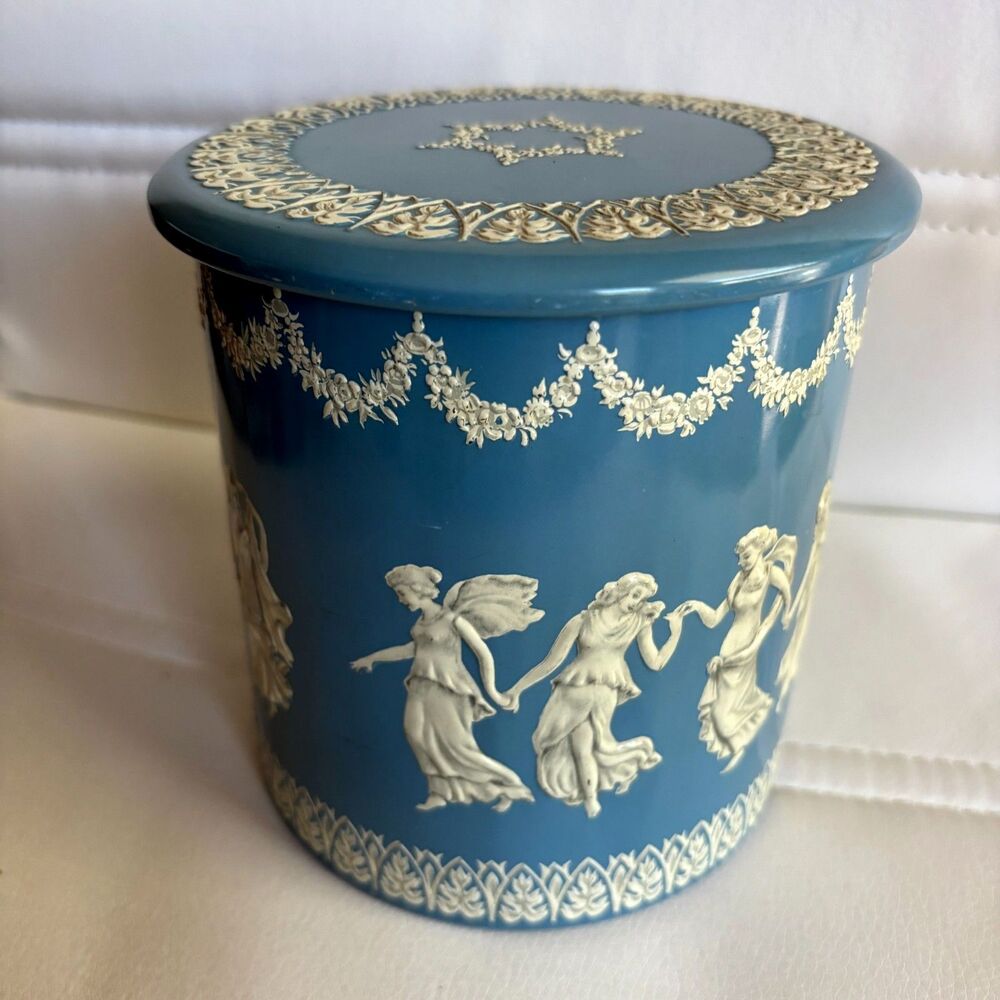 Vintage 1950's Holland Wedgwood Style Dancing Goddess Tin 6" Made In Holland